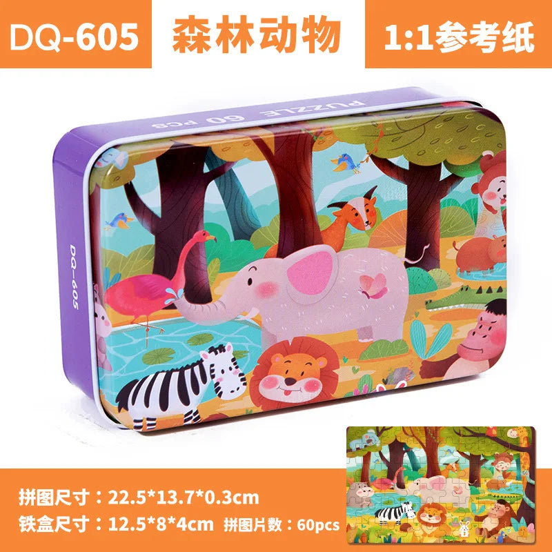 HKM-408659 Wooden Cartoon Jigsaw Puzzle for Kids - 60 Pieces Educational Toy