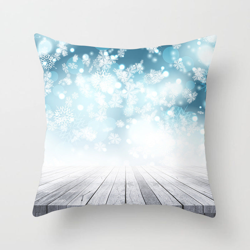 HKM-408787 European and American Christmas Snowflake Digital Printing Polyester Pillowcase 45x45 cm