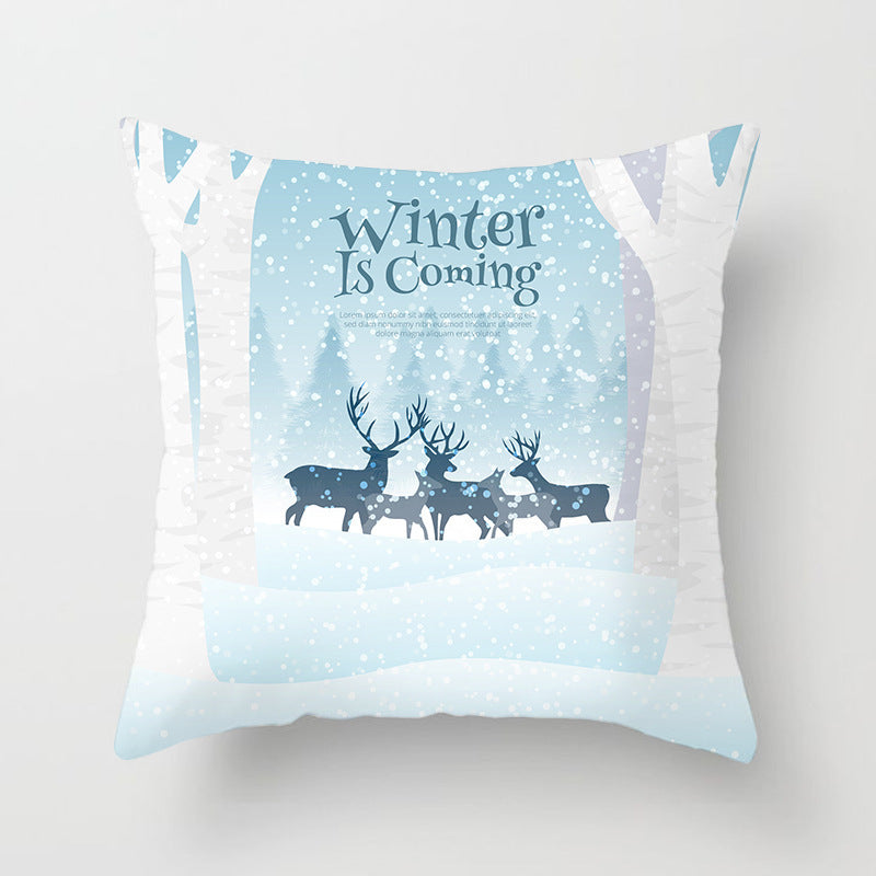HKM-408787 European and American Christmas Snowflake Digital Printing Polyester Pillowcase 45x45 cm