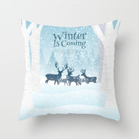 HKM-408787 European and American Christmas Snowflake Digital Printing Polyester Pillowcase 45x45 cm