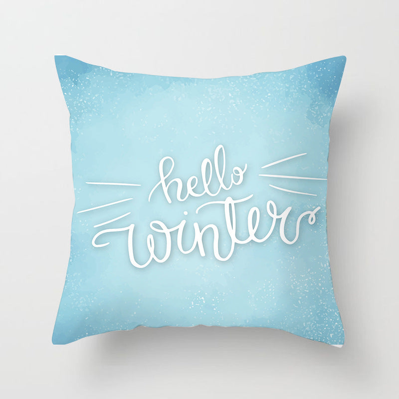HKM-408787 European and American Christmas Snowflake Digital Printing Polyester Pillowcase 45x45 cm