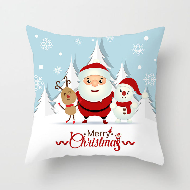 HKM-408787 European and American Christmas Snowflake Digital Printing Polyester Pillowcase 45x45 cm