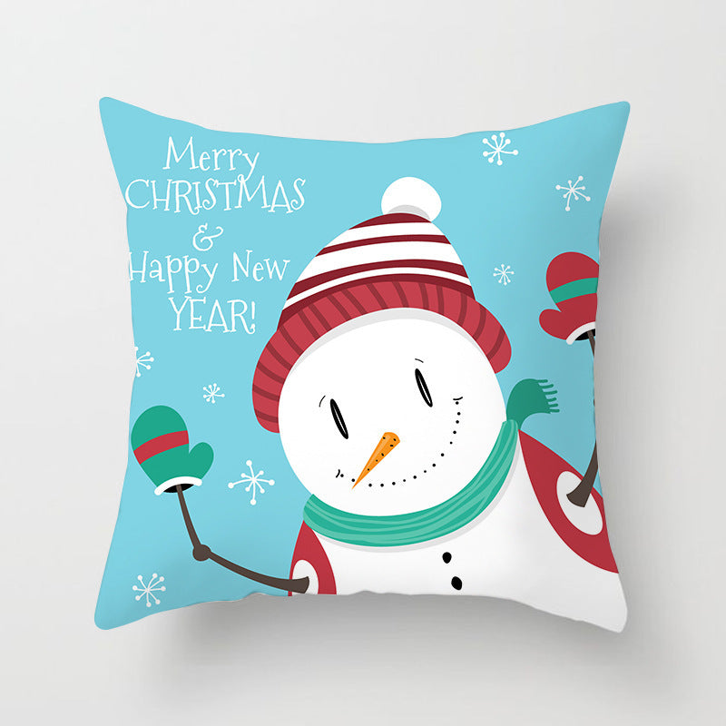 HKM-408787 European and American Christmas Snowflake Digital Printing Polyester Pillowcase 45x45 cm
