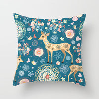 HKM-408787 European and American Christmas Snowflake Digital Printing Polyester Pillowcase 45x45 cm