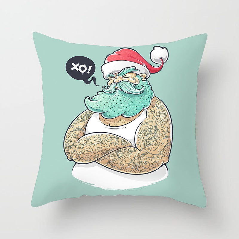HKM-408787 European and American Christmas Snowflake Digital Printing Polyester Pillowcase 45x45 cm