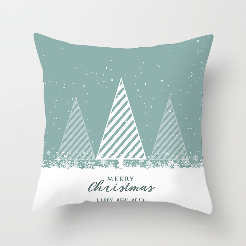 HKM-408787 European and American Christmas Snowflake Digital Printing Polyester Pillowcase 45x45 cm