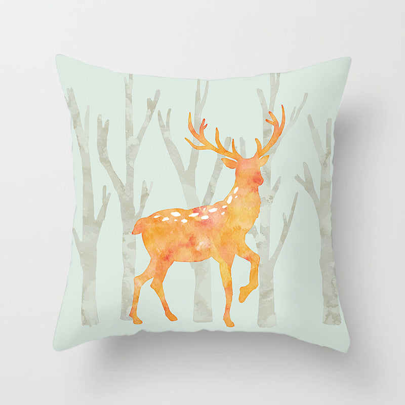 HKM-408787 European and American Christmas Snowflake Digital Printing Polyester Pillowcase 45x45 cm