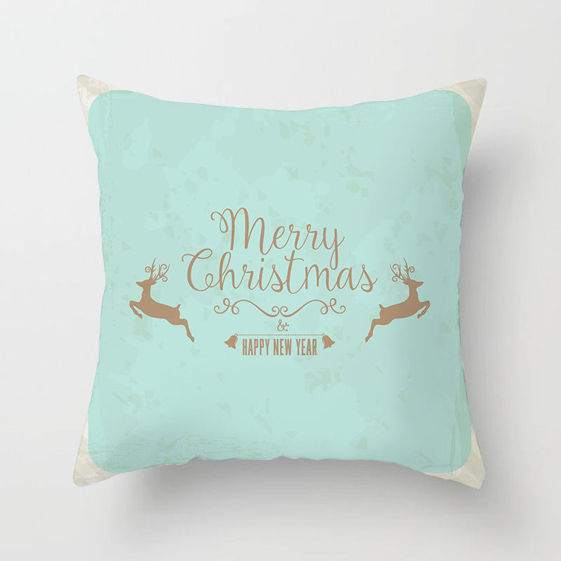 HKM-408787 European and American Christmas Snowflake Digital Printing Polyester Pillowcase 45x45 cm
