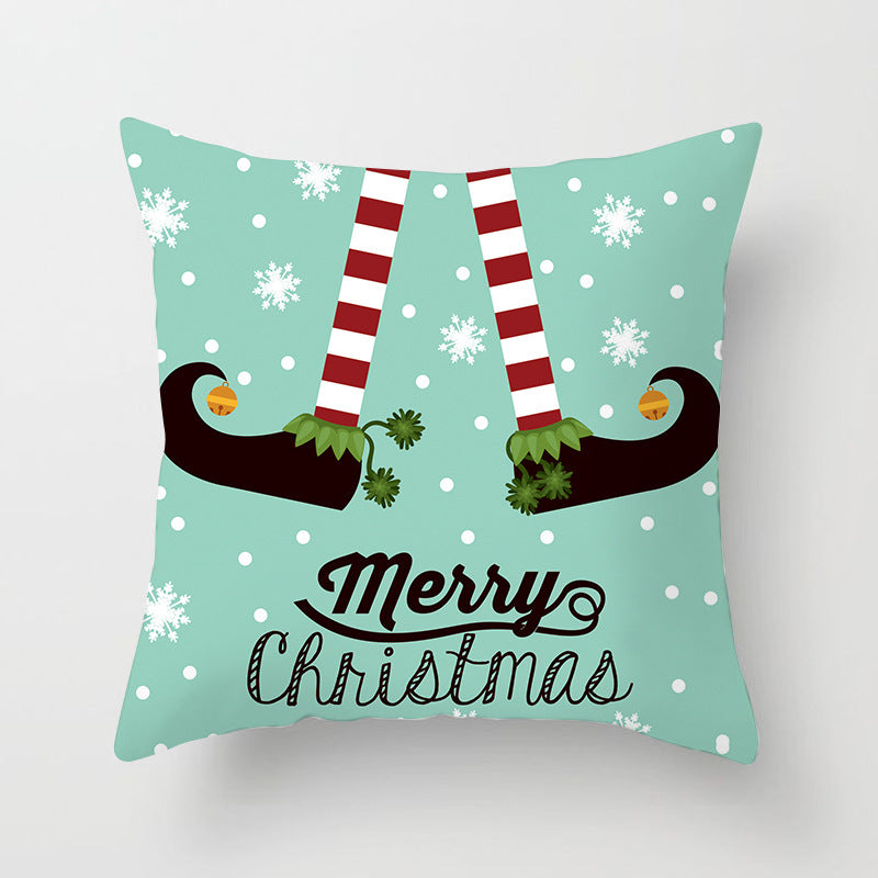 HKM-408787 European and American Christmas Snowflake Digital Printing Polyester Pillowcase 45x45 cm