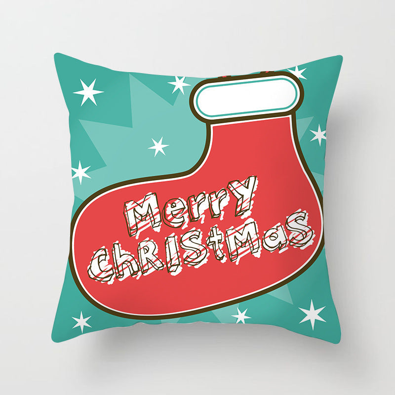 HKM-408787 European and American Christmas Snowflake Digital Printing Polyester Pillowcase 45x45 cm
