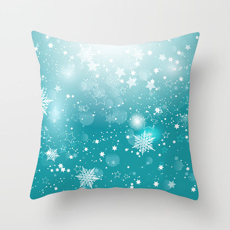 HKM-408787 European and American Christmas Snowflake Digital Printing Polyester Pillowcase 45x45 cm
