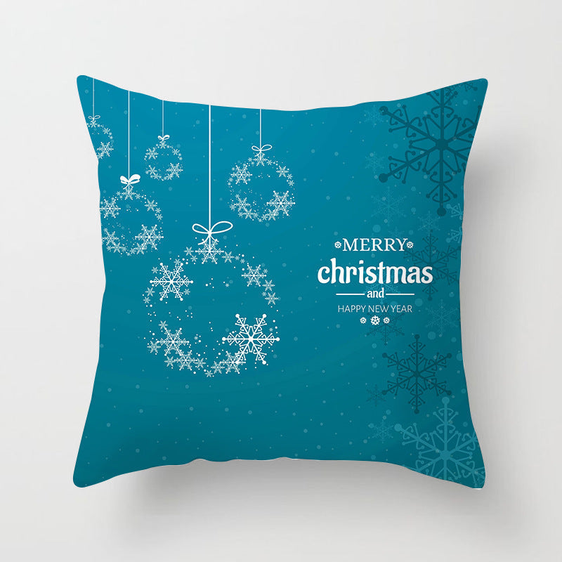 HKM-408787 European and American Christmas Snowflake Digital Printing Polyester Pillowcase 45x45 cm