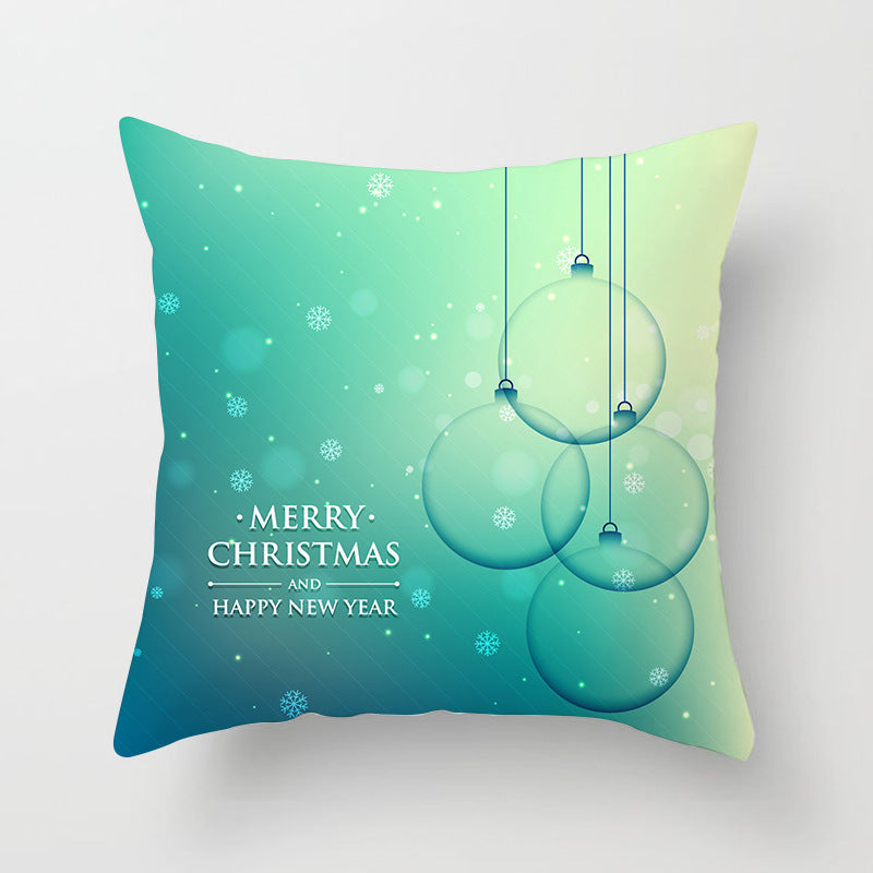 HKM-408787 European and American Christmas Snowflake Digital Printing Polyester Pillowcase 45x45 cm