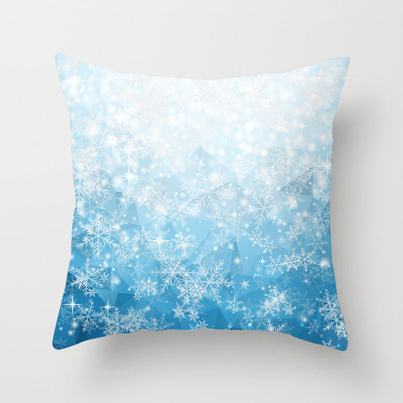 HKM-408787 European and American Christmas Snowflake Digital Printing Polyester Pillowcase 45x45 cm