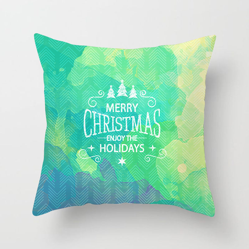 HKM-408787 European and American Christmas Snowflake Digital Printing Polyester Pillowcase 45x45 cm