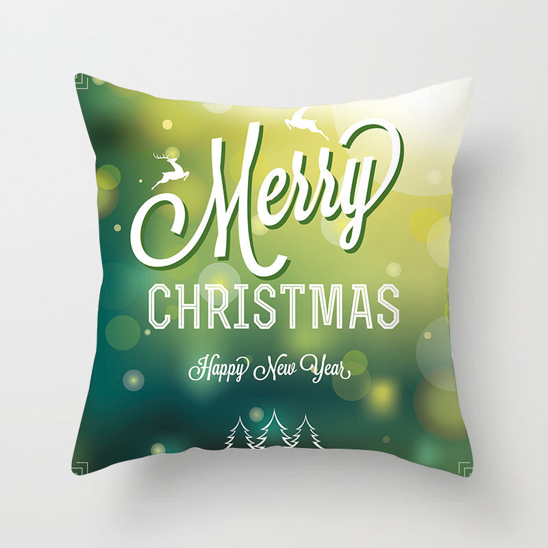HKM-408787 European and American Christmas Snowflake Digital Printing Polyester Pillowcase 45x45 cm