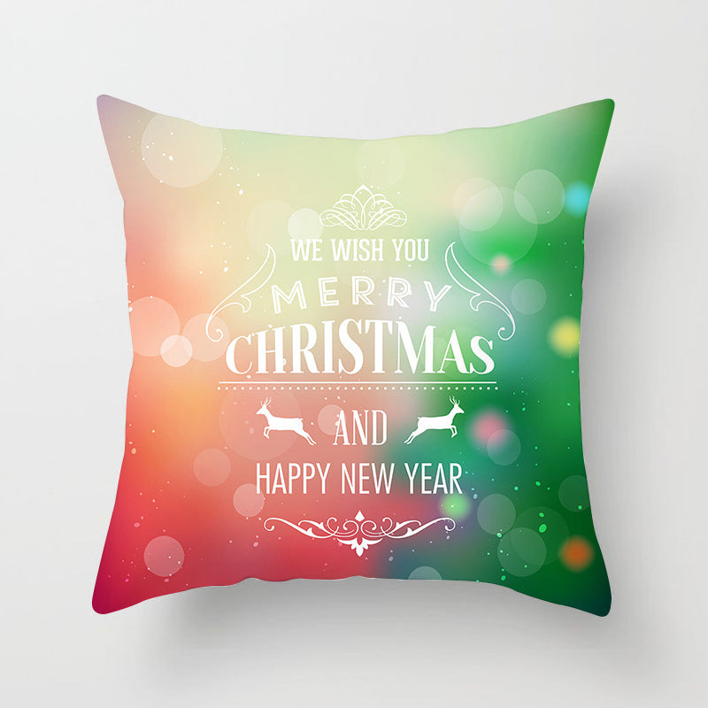 HKM-408787 European and American Christmas Snowflake Digital Printing Polyester Pillowcase 45x45 cm
