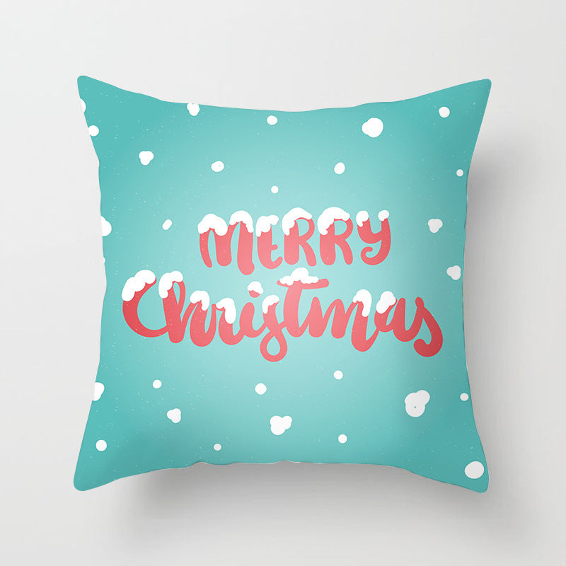 HKM-408787 European and American Christmas Snowflake Digital Printing Polyester Pillowcase 45x45 cm