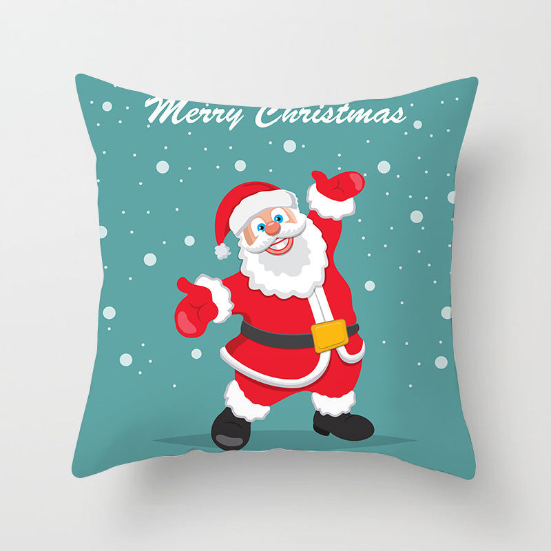 HKM-408787 European and American Christmas Snowflake Digital Printing Polyester Pillowcase 45x45 cm