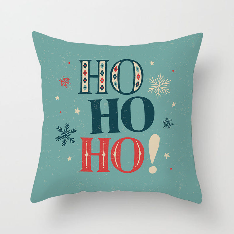 HKM-408787 European and American Christmas Snowflake Digital Printing Polyester Pillowcase 45x45 cm