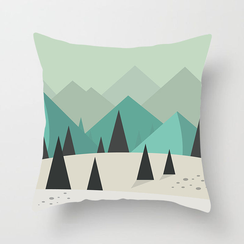 HKM-408787 European and American Christmas Snowflake Digital Printing Polyester Pillowcase 45x45 cm