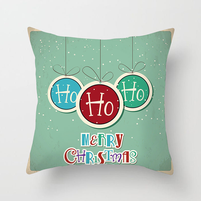 HKM-408787 European and American Christmas Snowflake Digital Printing Polyester Pillowcase 45x45 cm