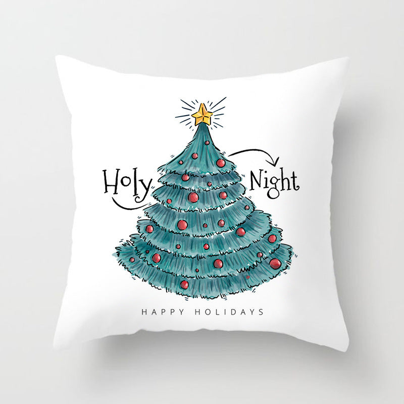 HKM-408787 European and American Christmas Snowflake Digital Printing Polyester Pillowcase 45x45 cm