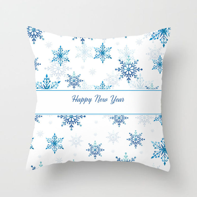 HKM-408787 European and American Christmas Snowflake Digital Printing Polyester Pillowcase 45x45 cm
