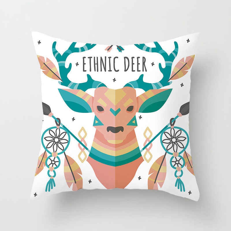 HKM-408787 European and American Christmas Snowflake Digital Printing Polyester Pillowcase 45x45 cm