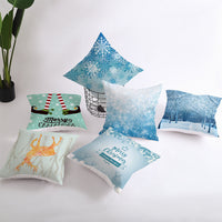 HKM-408787 European and American Christmas Snowflake Digital Printing Polyester Pillowcase 45x45 cm