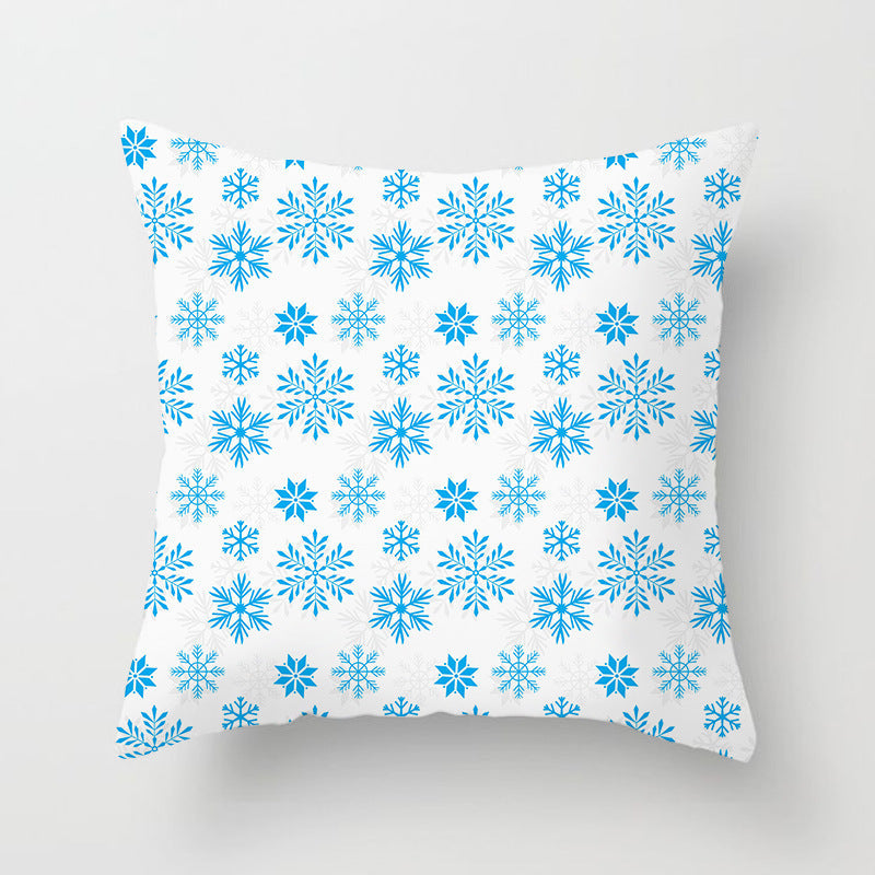 HKM-408787 European and American Christmas Snowflake Digital Printing Polyester Pillowcase 45x45 cm