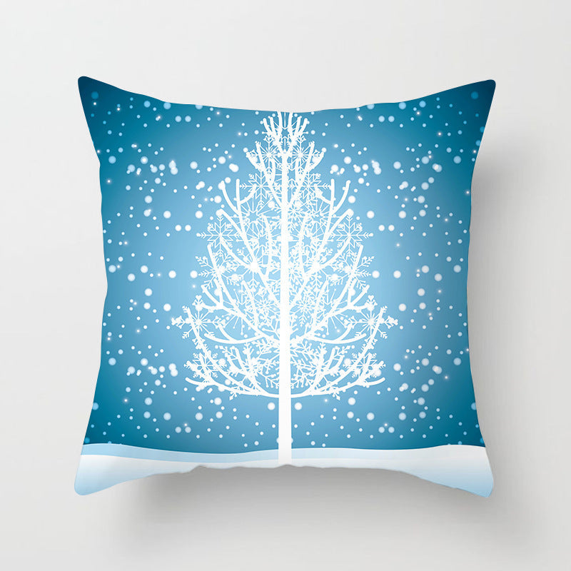 HKM-408787 European and American Christmas Snowflake Digital Printing Polyester Pillowcase 45x45 cm
