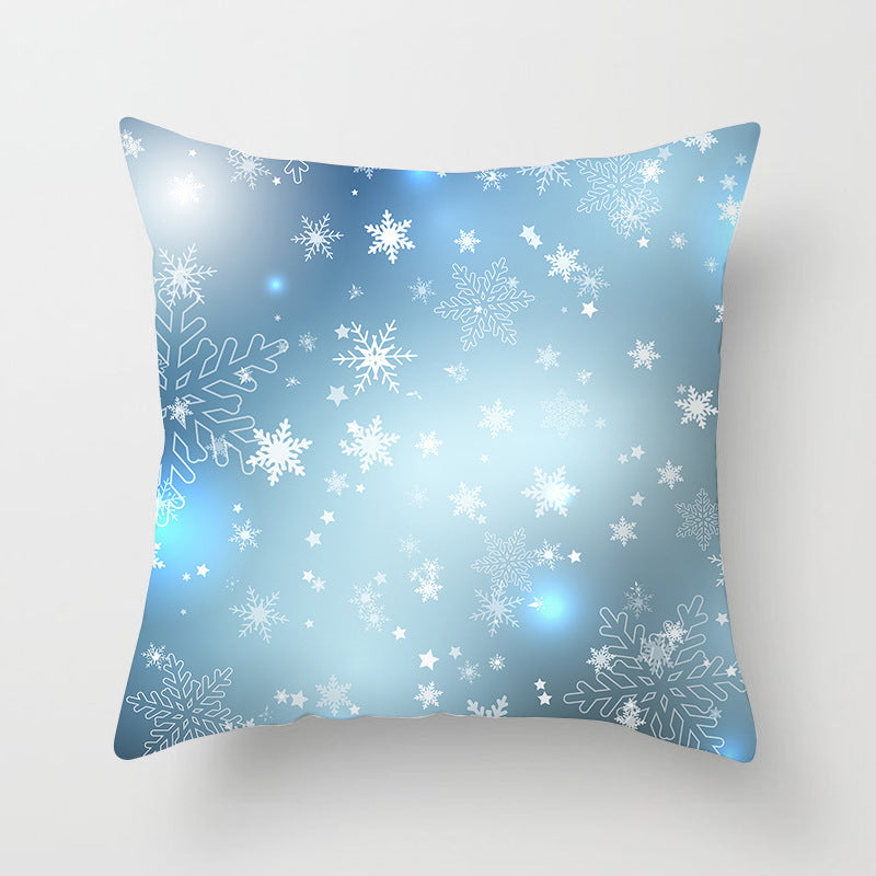 HKM-408787 European and American Christmas Snowflake Digital Printing Polyester Pillowcase 45x45 cm