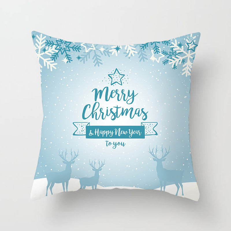 HKM-408787 European and American Christmas Snowflake Digital Printing Polyester Pillowcase 45x45 cm