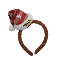 HKM-408787 Red Plush Christmas Hat Headband with Bowknot and Star Hair Clips for Women