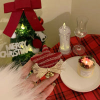 HKM-408787 Red Plush Christmas Hat Headband with Bowknot and Star Hair Clips for Women