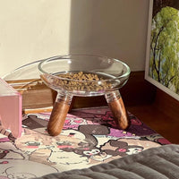 HKM-408851 Stable Glass Pet Bowl for Cats and Dogs - Removable Design for Easy Cleaning