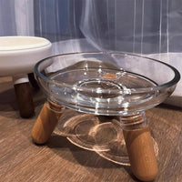 HKM-408851 Stable Glass Pet Bowl for Cats and Dogs - Removable Design for Easy Cleaning