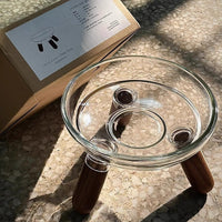 HKM-408851 Stable Glass Pet Bowl for Cats and Dogs - Removable Design for Easy Cleaning