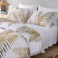 HKM-408979 Printed Leaves Bedding Set with Pillowcases - Various Sizes Available