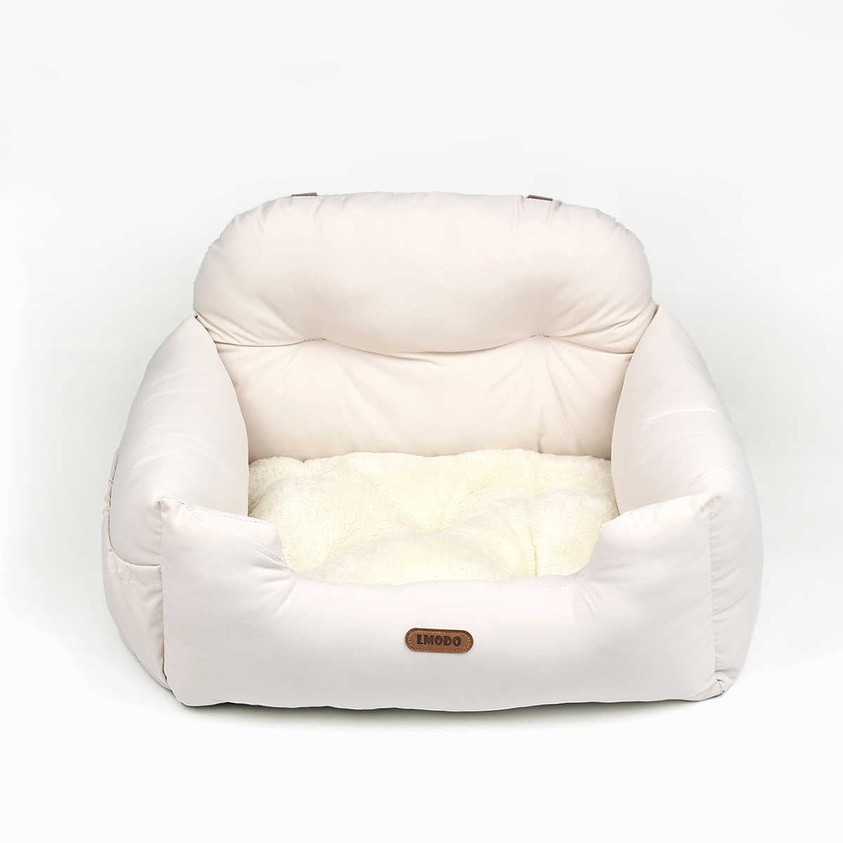 HKM-409107 Milky White Suede Pet Car Nest Kennel Seat with PP Cotton Lining - Free Size 50x40x30cm