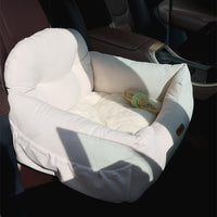HKM-409107 Milky White Suede Pet Car Nest Kennel Seat with PP Cotton Lining - Free Size 50x40x30cm