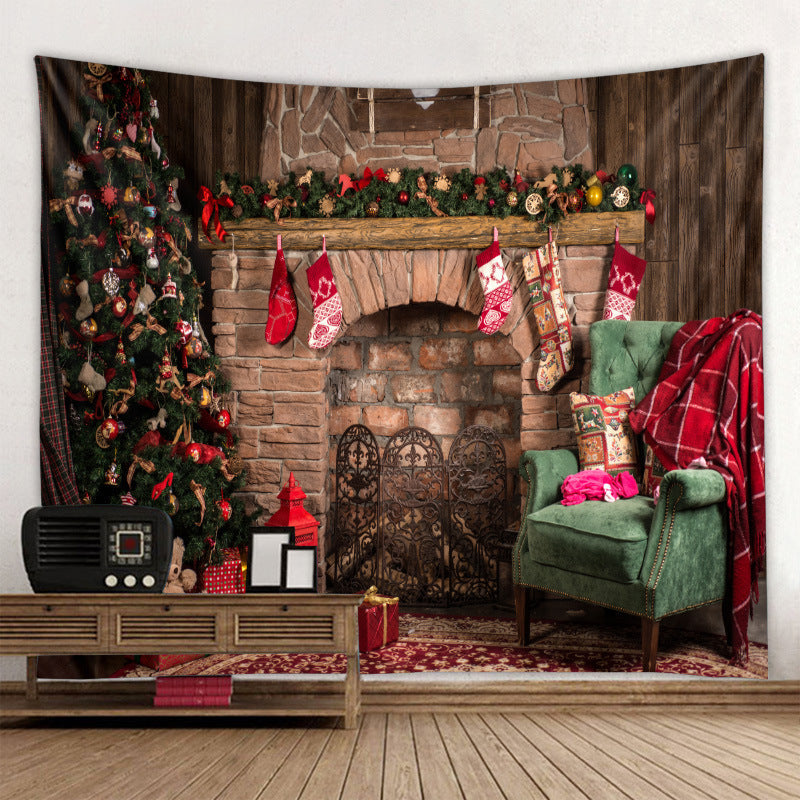 HKM-409107 Modern Rectangle Polyester Tapestry Wallcloth for Fireplace Background – Machine Washable Landscape Design