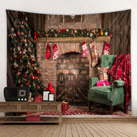 HKM-409107 Modern Rectangle Polyester Tapestry Wallcloth for Fireplace Background – Machine Washable Landscape Design