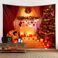 HKM-409107 Modern Rectangle Polyester Tapestry Wallcloth for Fireplace Background – Machine Washable Landscape Design