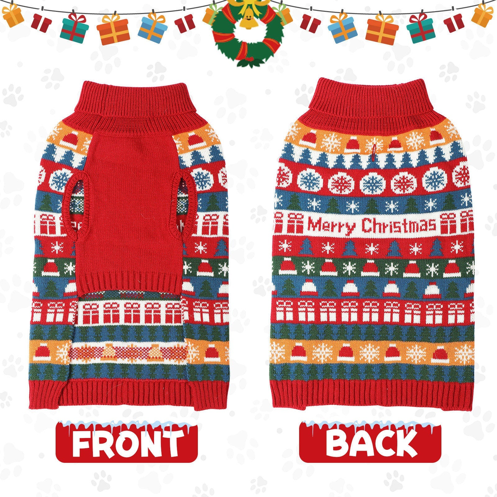 HKM-409235 Cozy Red Acrylic Sweater for Pets - Sizes S to XXL