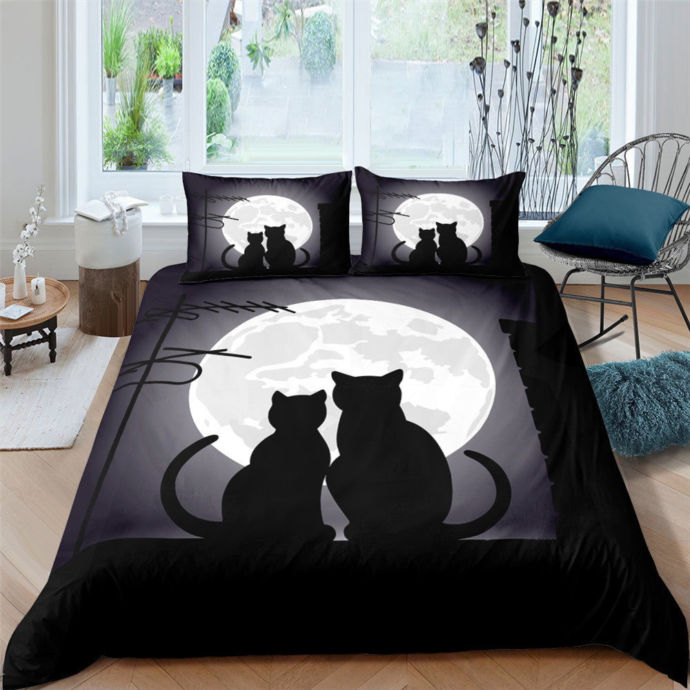 HKM-409299 3-Piece 3D Digital Print Cartoon Quilt Cover Set with Pillowcases for Kids