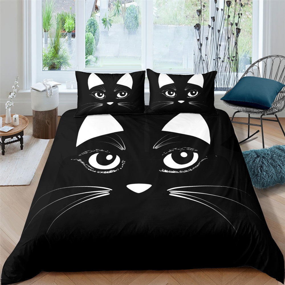 HKM-409299 3-Piece 3D Digital Print Cartoon Quilt Cover Set with Pillowcases for Kids
