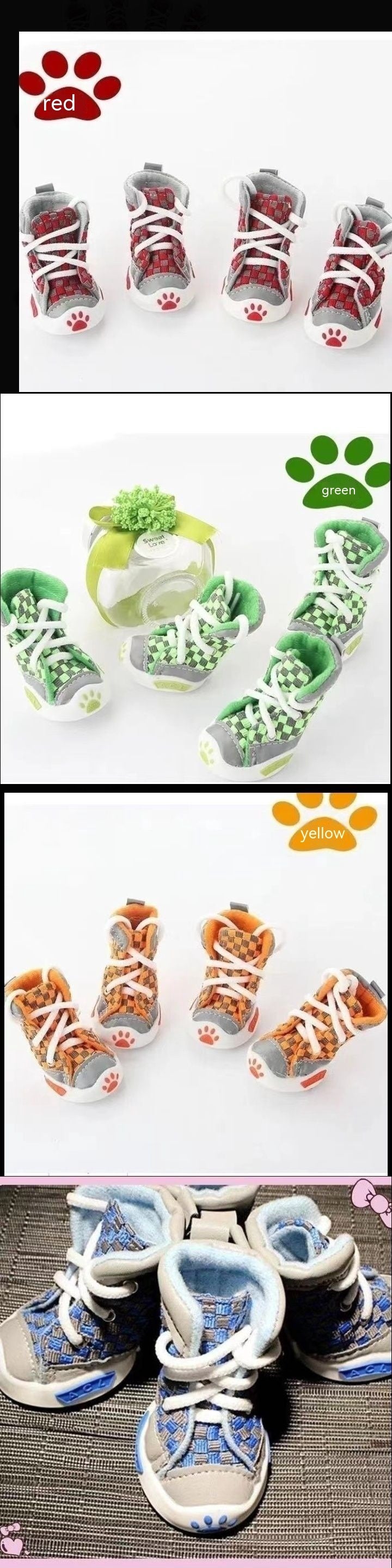 HKM-409299 Small Dog Non-slip Shoes - Warm and Comfortable, Available in Red, Green, and Orange