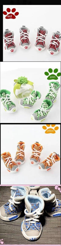 HKM-409299 Small Dog Non-slip Shoes - Warm and Comfortable, Available in Red, Green, and Orange